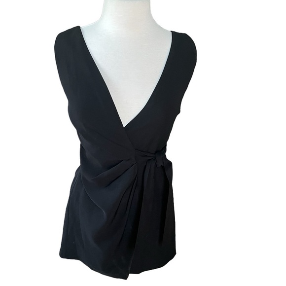 Zara Surplice Wrap Dress Tortoise Shell O-Ring Dress In Black Size Small - Picture 2 of 8